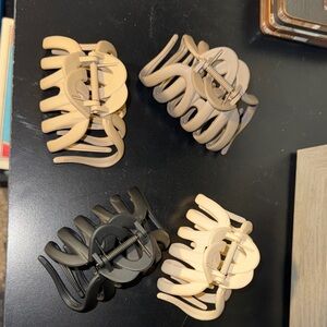 Set of Four Hair Claw Clips in Neutral Tones